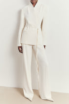 Tailored High Rise Wide Leg Trousers - Cream