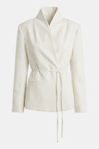 Tailored Cocoon Blazer with Belt - Cream