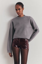 Croc Embossed Leather Tailored Micro Shorts - Oxblood