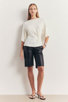 Gathered Knot Detail T-Shirt - White