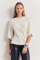 Gathered Knot Detail T-Shirt - White