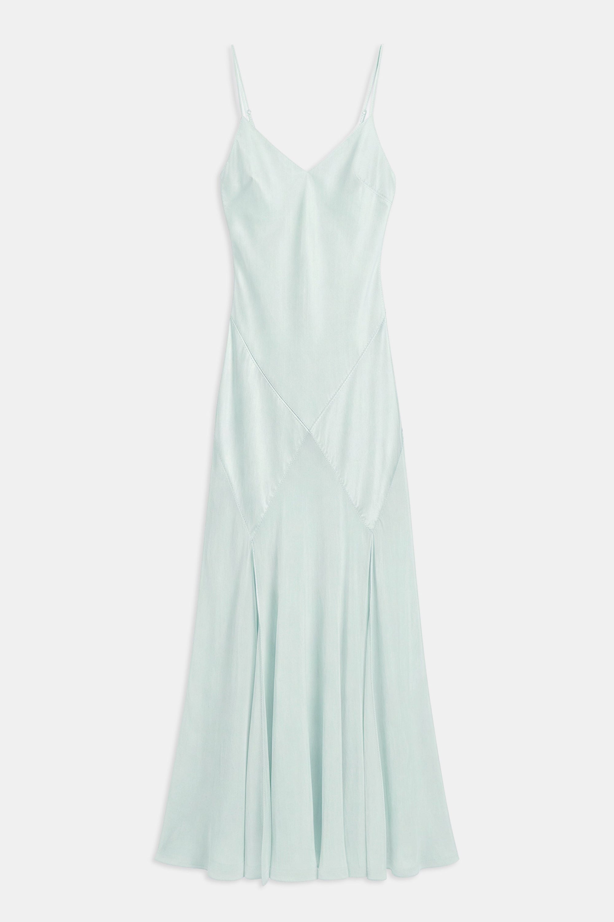 Plunging Satin Handkerchief Hem Gown - Mint