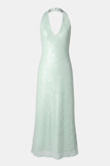 Sequin V Neck Plunge Midi Dress - Mint