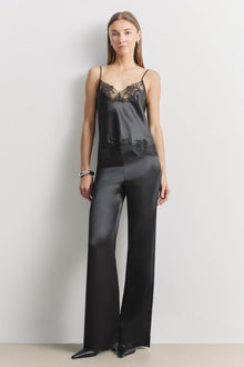 Formal Satin Straight Leg Trousers - Black