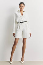 Effortless Pleated Longline Shorts - White
