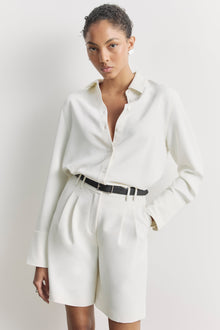 Effortless Pleated Longline Shorts - White