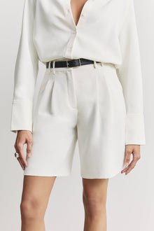 Effortless Pleated Longline Shorts - White