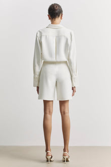 Effortless Pleated Longline Shorts - White