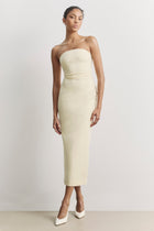 Strapless Ruched Midaxi Dress - Buttermilk