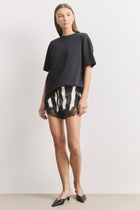Satin Lace Detail Shorts - Abstract Zebra