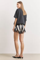 Satin Lace Detail Shorts - Abstract Zebra