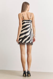 Satin Lace Detail Camisole Mini Dress - Abstract Zebra