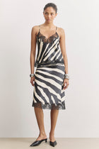 Satin Lace Detail Camisole - Abstract Zebra