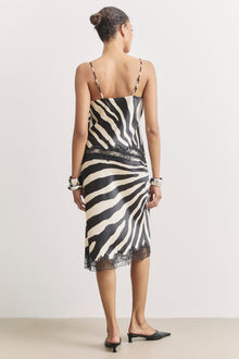 Satin Lace Detail Camisole - Abstract Zebra