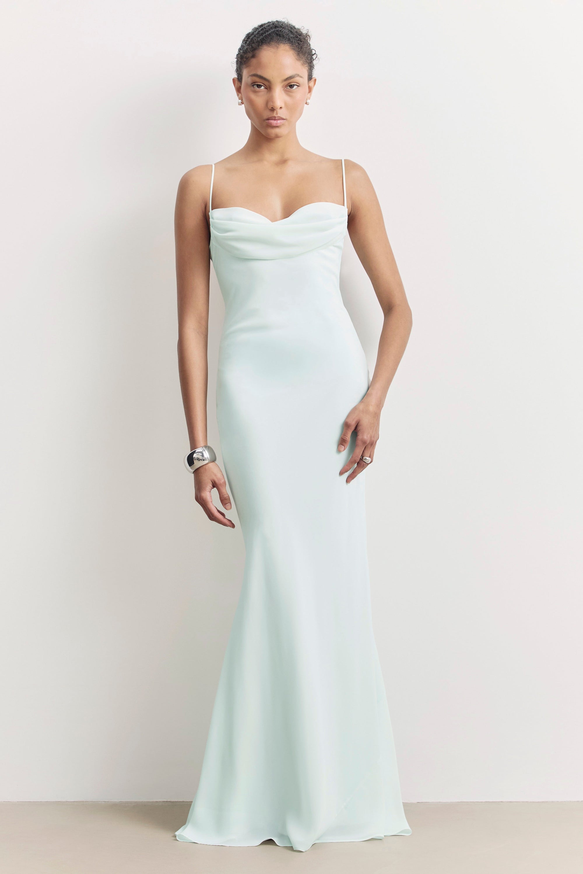 mint chiffon maxi dress boohoo Women's Tall Chiffon Ruffle Detail Halterneck Maxi Dress in Mint