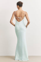 Ruched Chiffon Maxi Dress - Mint