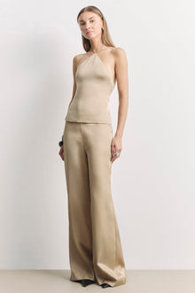 Tailored Satin Wide Leg Trousers - Bronze