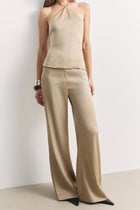 Tailored Satin Wide Leg Trousers - Bronze