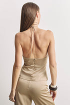 Tailored Satin Halterneck Top - Bronze