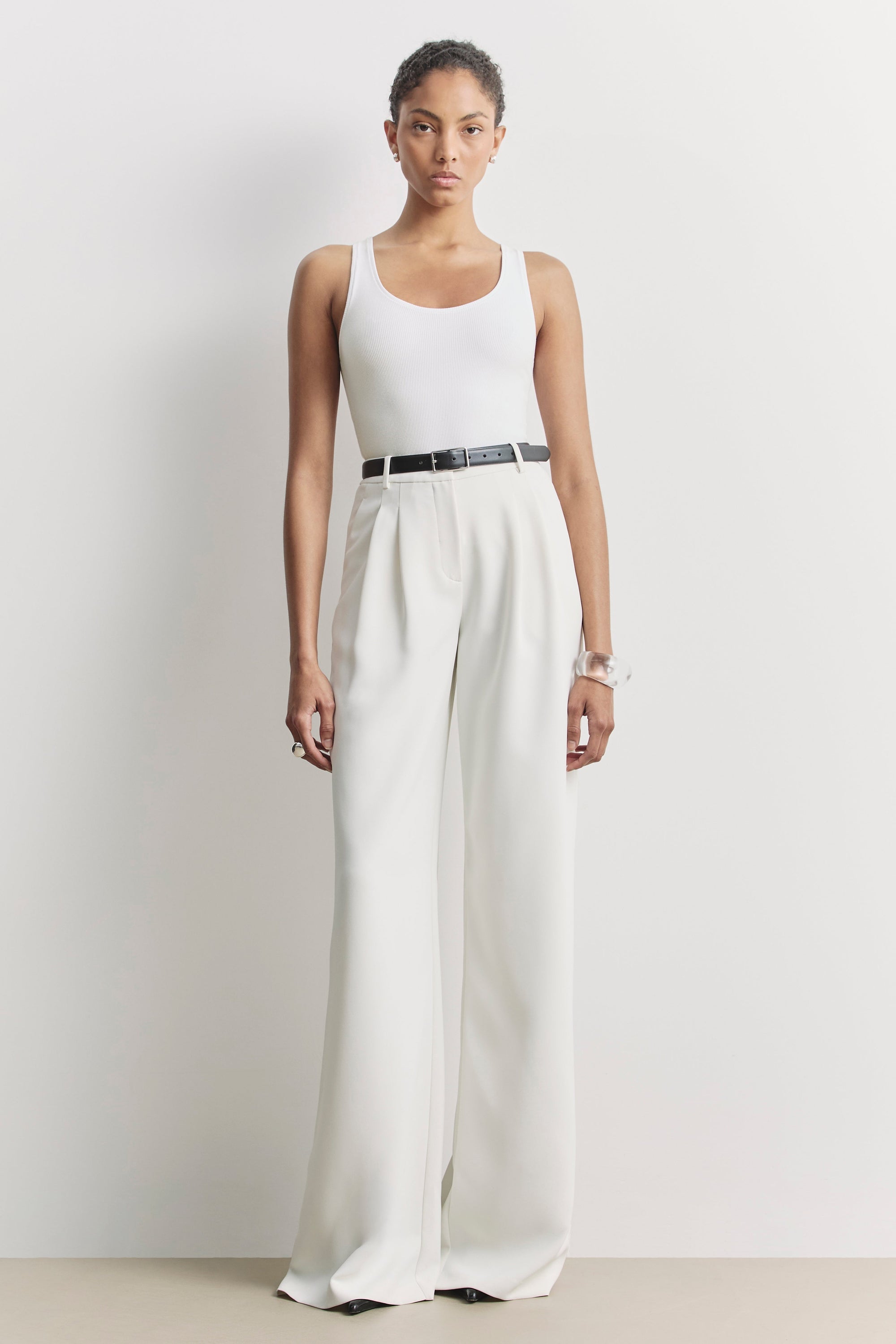 Soft Ribbed Tank Top - White