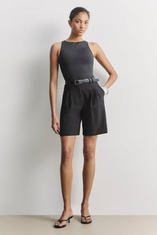 Boat Neck Tank Top - Black