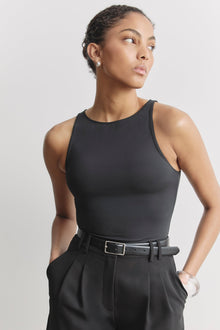 Boat Neck Tank Top - Black