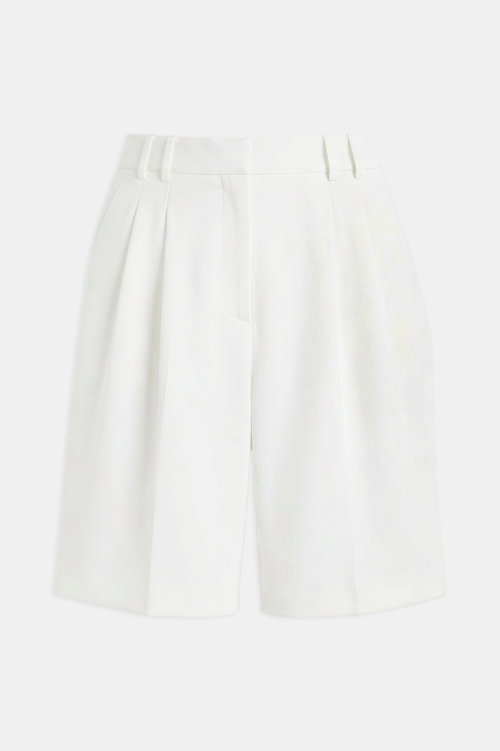Effortless Pleated Longline Shorts - White