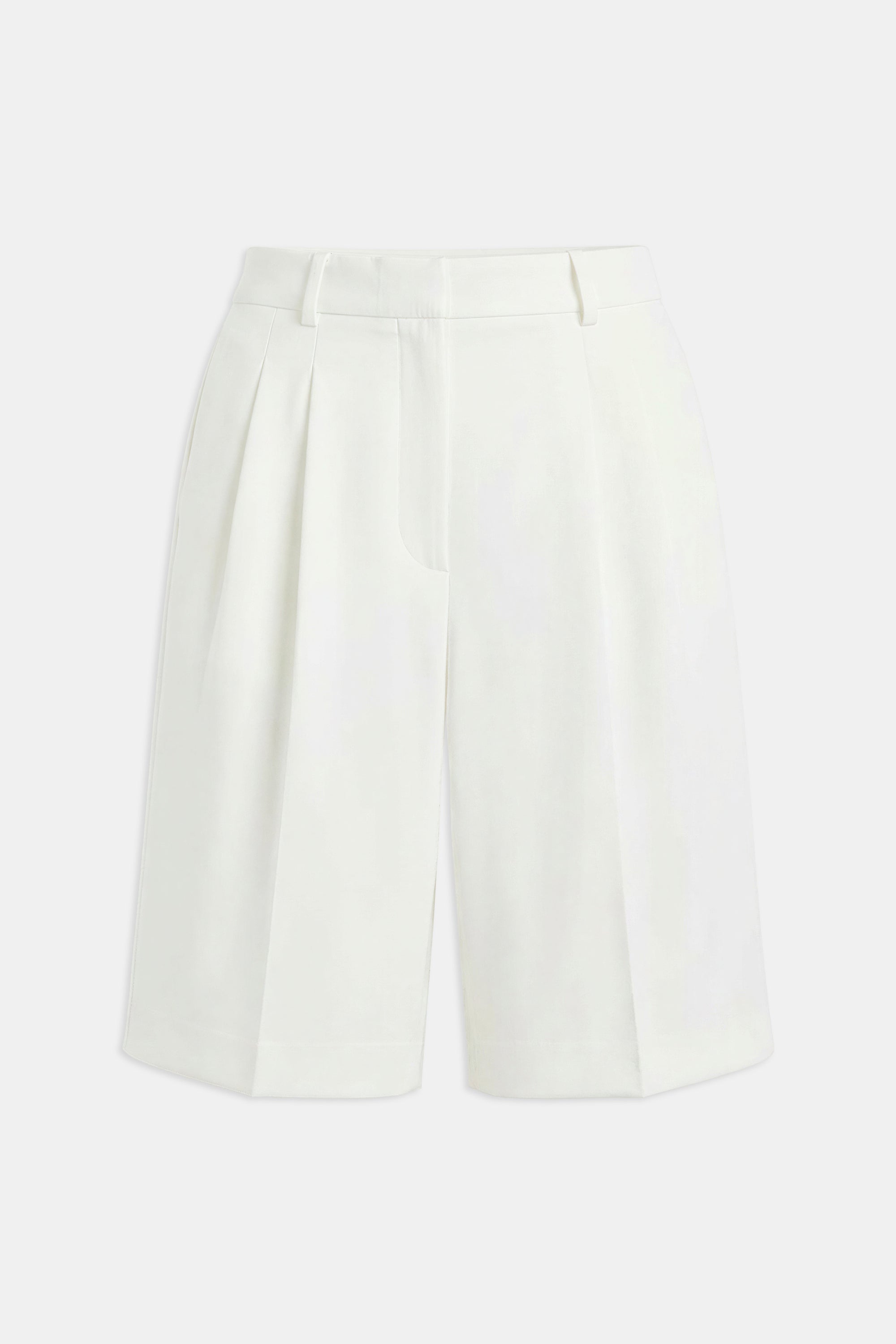 Effortless Pleated Longline Shorts - White