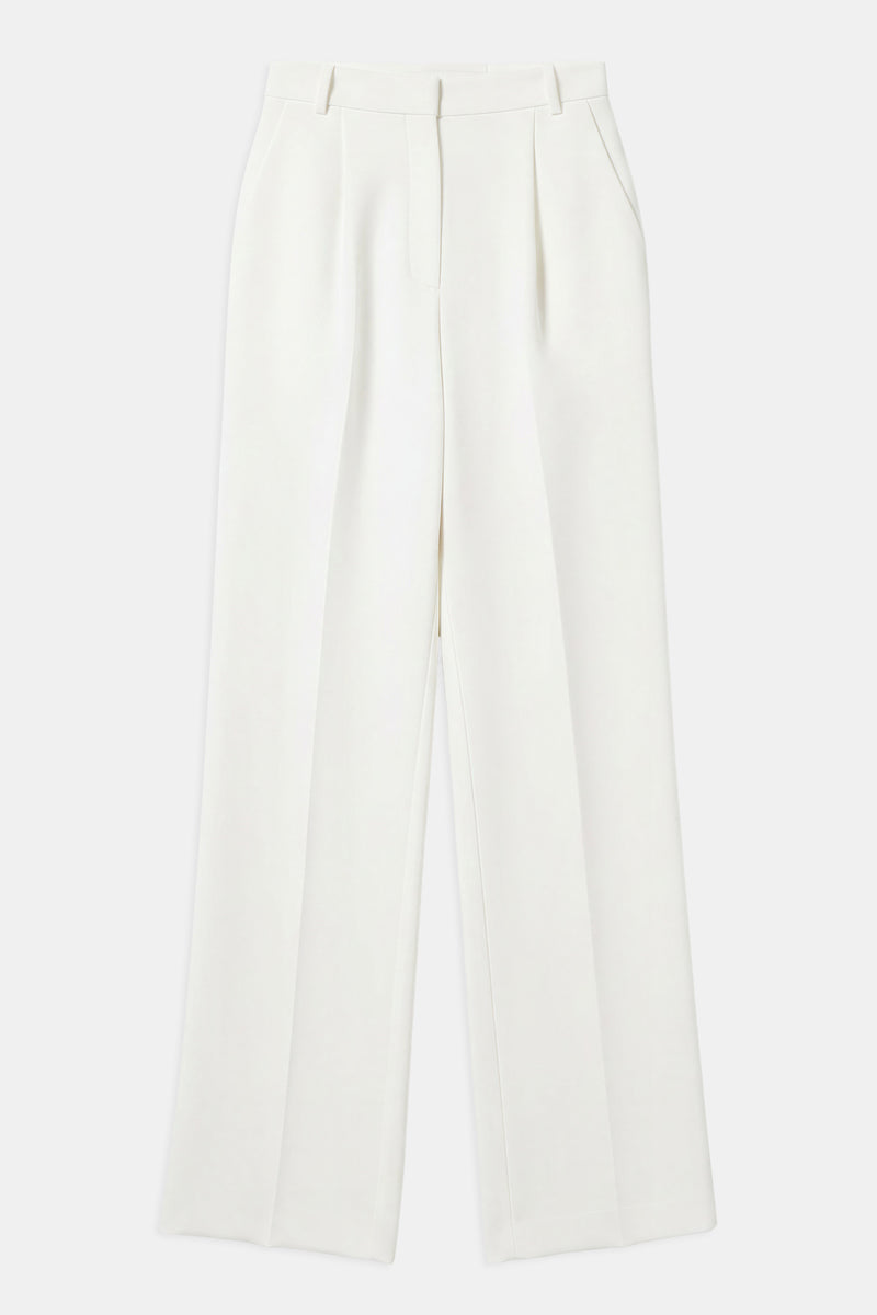 Effortless Pleated Wide Leg Trousers - White