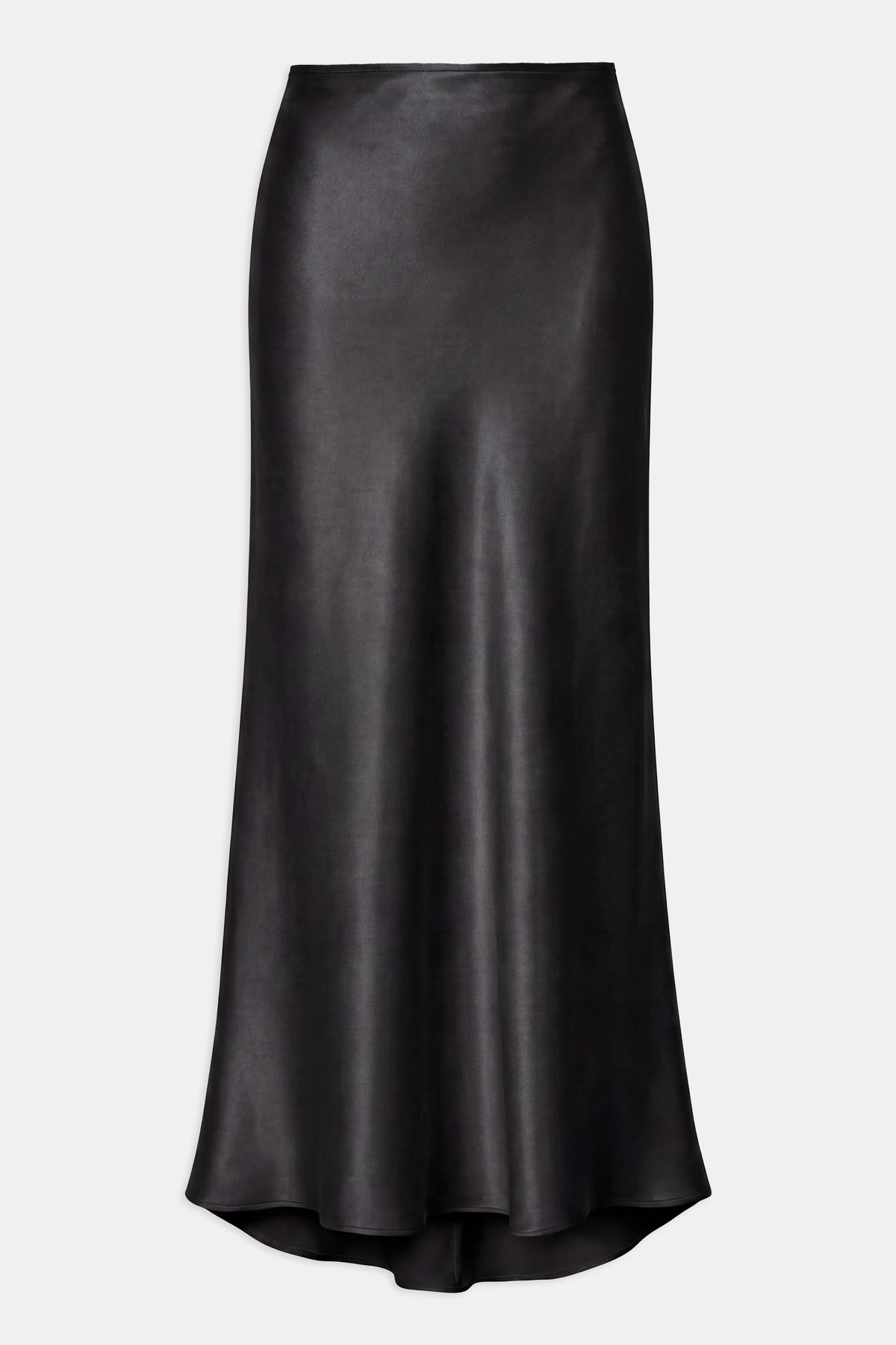 Tailored Satin Bias Cut Maxi Skirt - Black