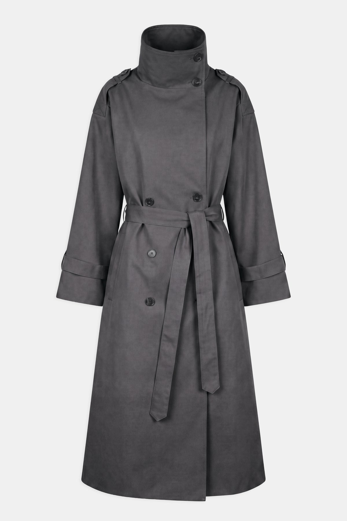 Vintage Funnel Neck Trench Coat - Petrol