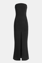 Strapless Tailored Slit Hem Maxi Dress - Black