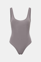 Semi Sheer Scoop Neck Bodysuit - Slate