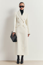 Structured Double Breasted Hourglass Coat - Cream