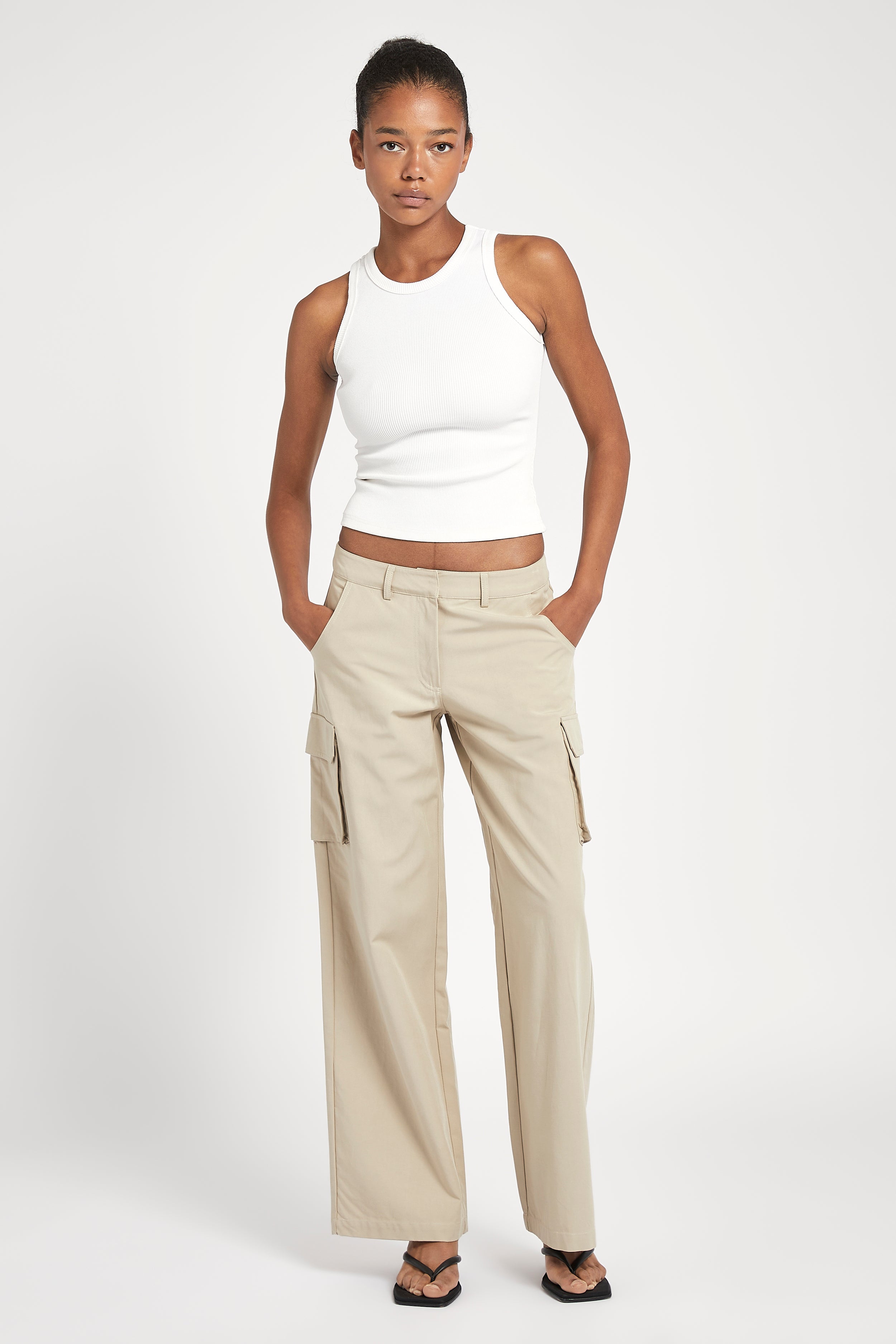 Low Rise Cargo Trousers Sand