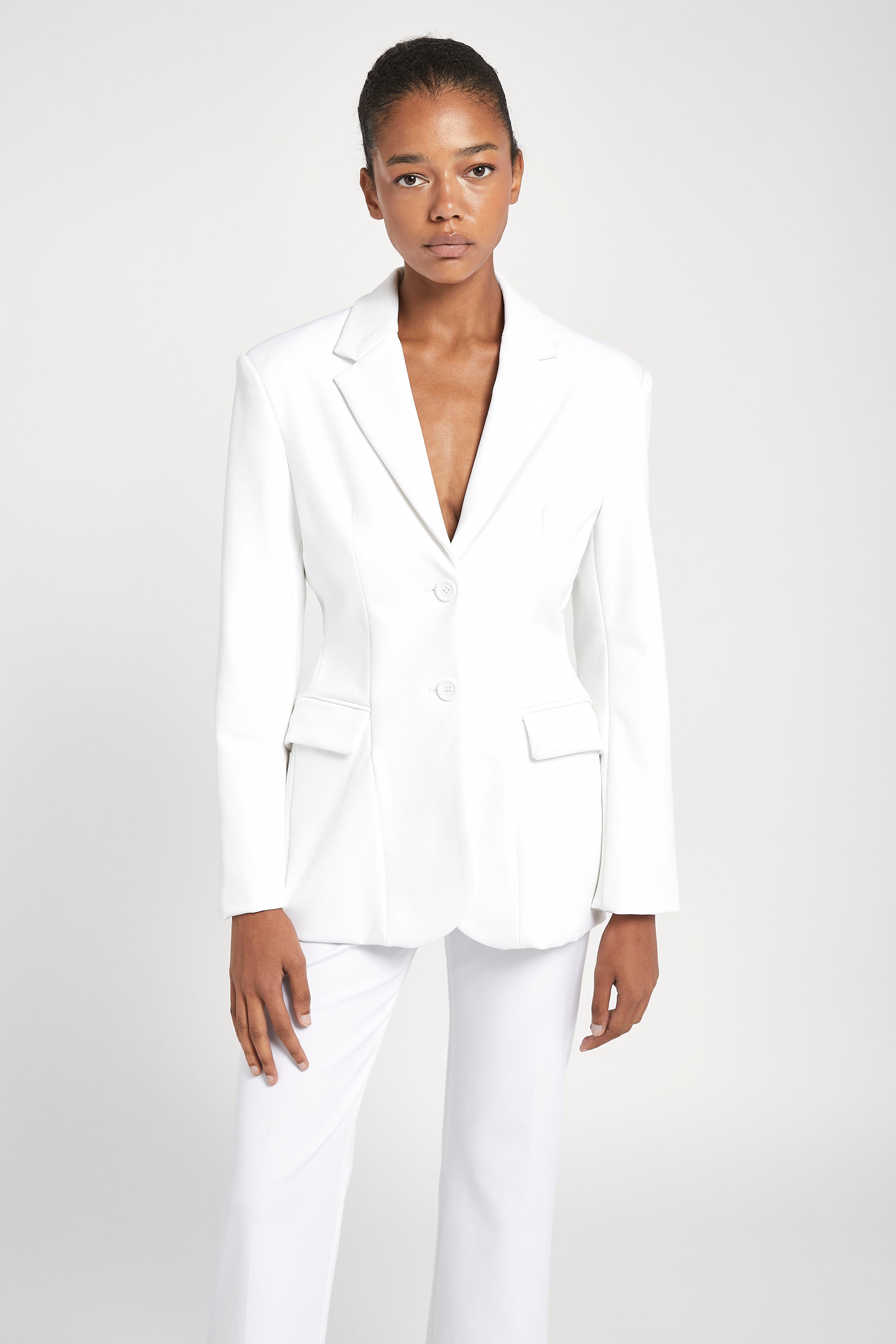 Hourglass Single Breasted Blazer White BOA