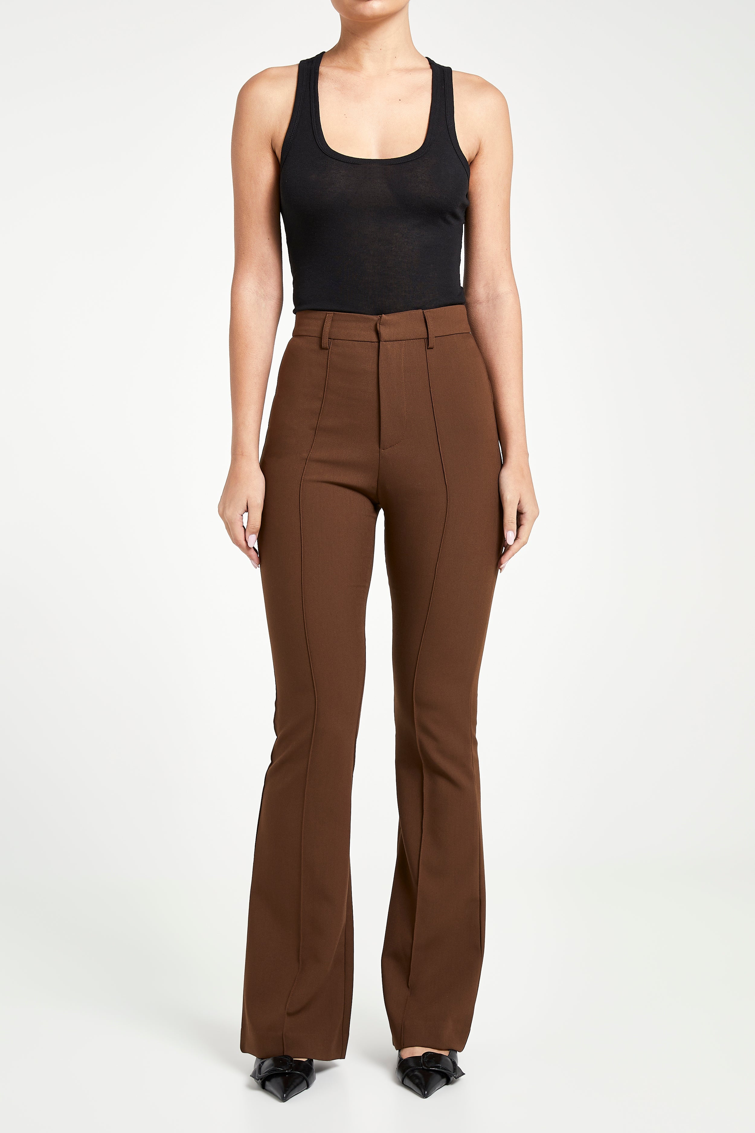 Wide Leg Suit Trousers - Chocolate | BOA
