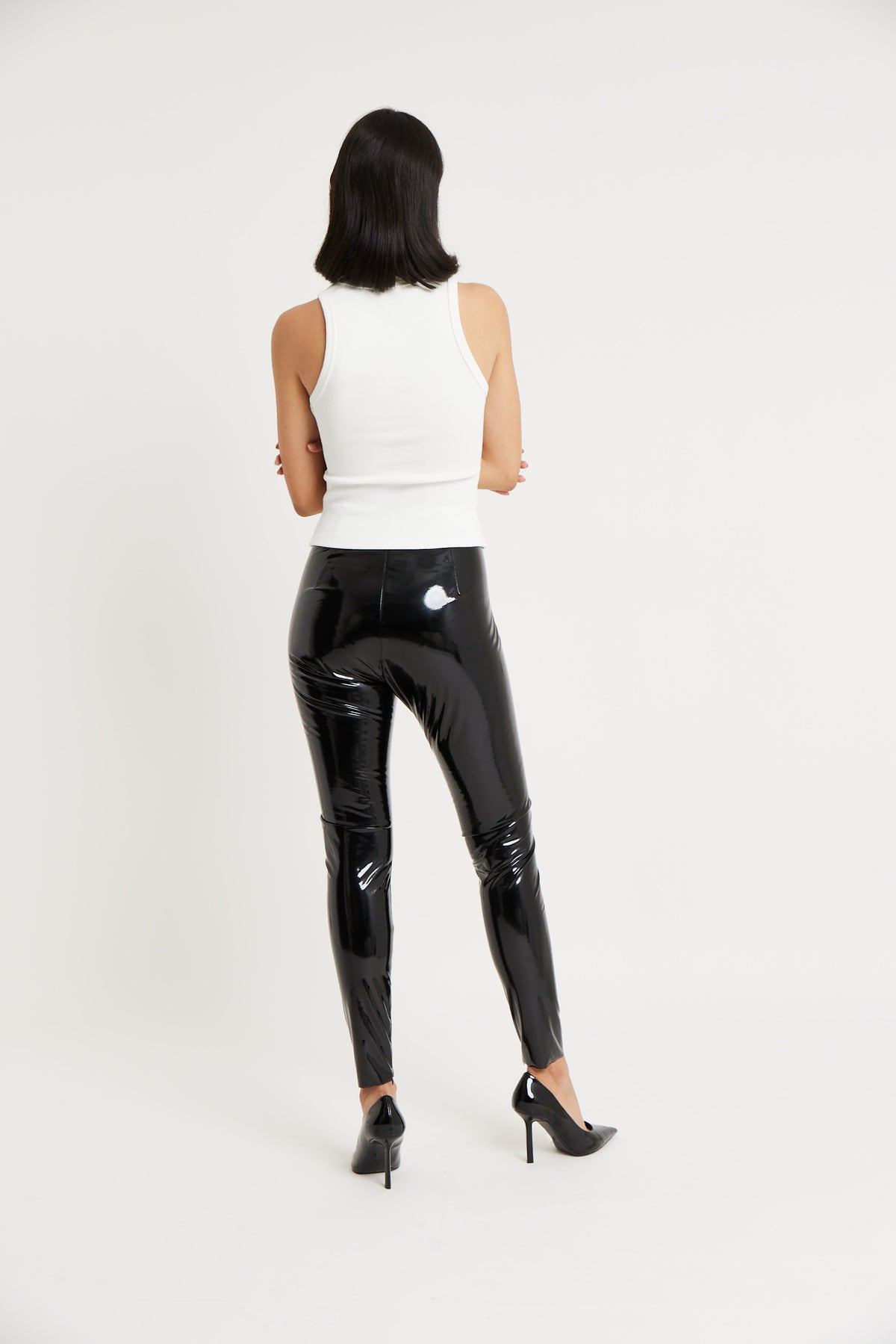 High Waisted Vinyl Leggings Black BOA
