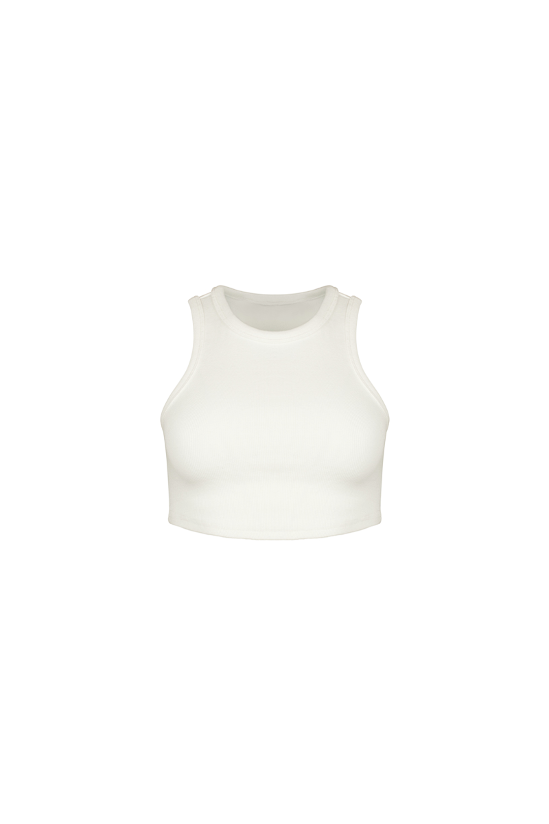 White cropped 2025 vest top
