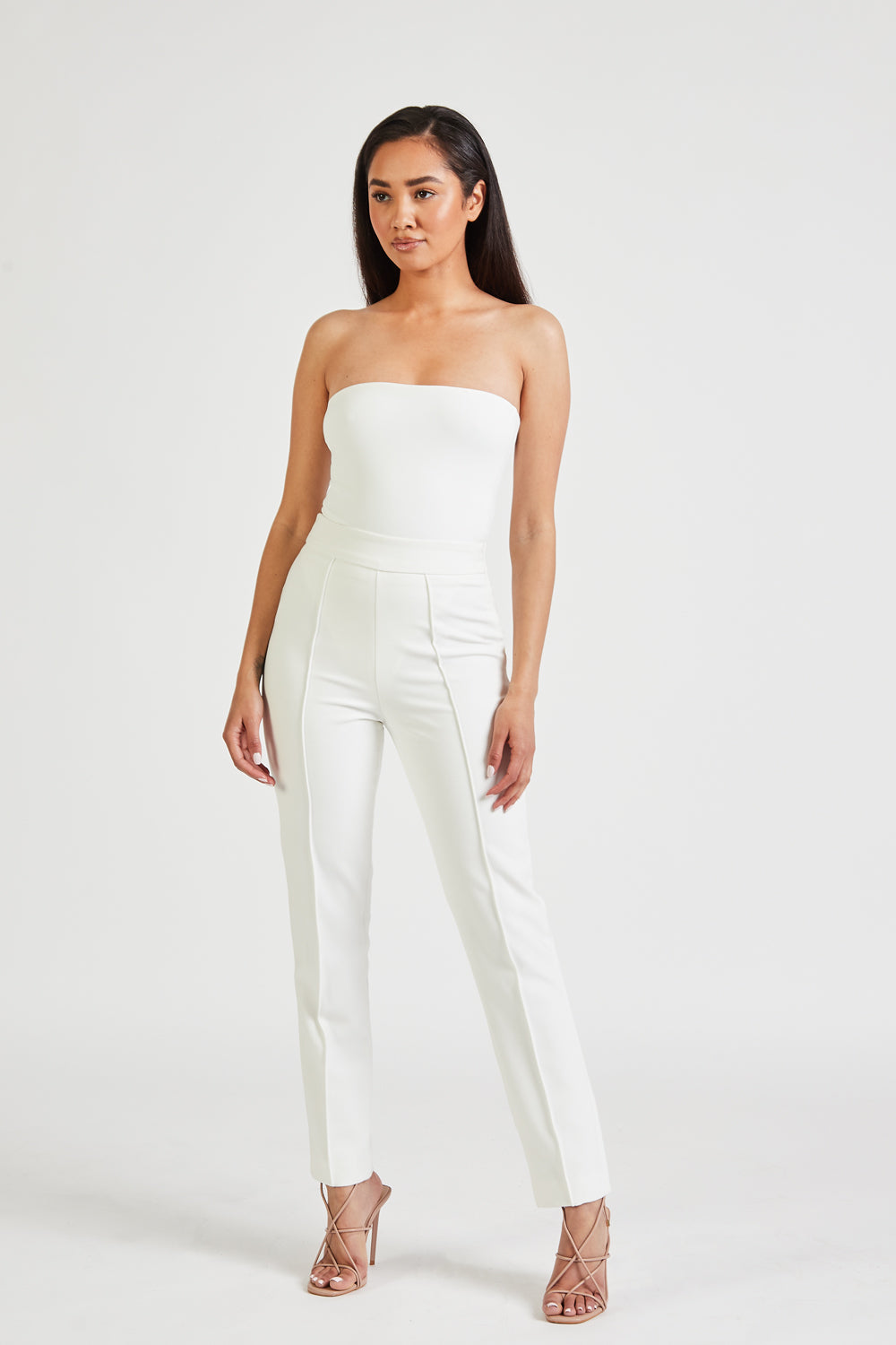 High Waisted Cigarette Trousers - Ivory