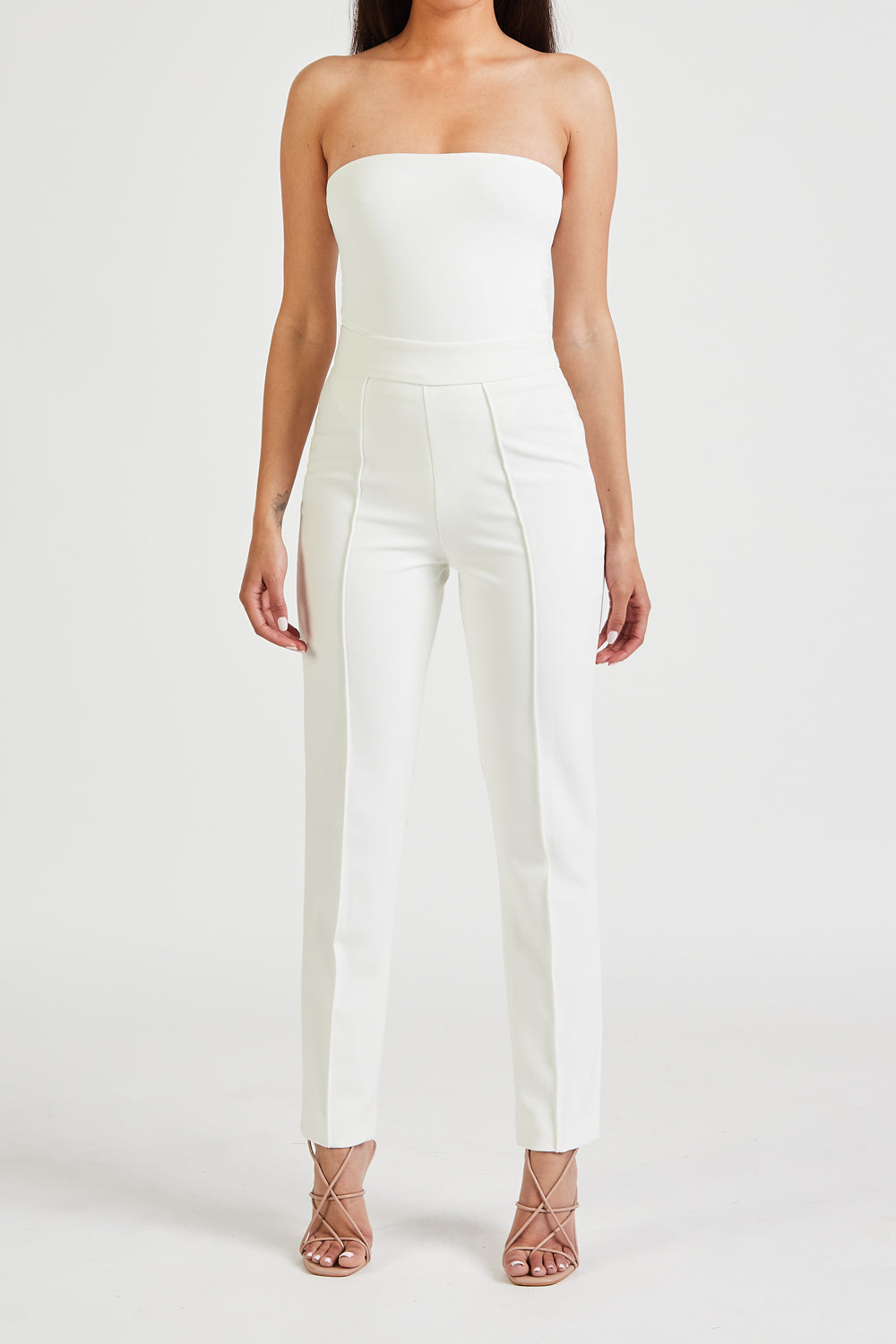 High Waisted Cigarette Trousers - Ivory